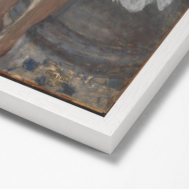 In the Bathroom by Pierre Bonnard white stock paper frame corner detail