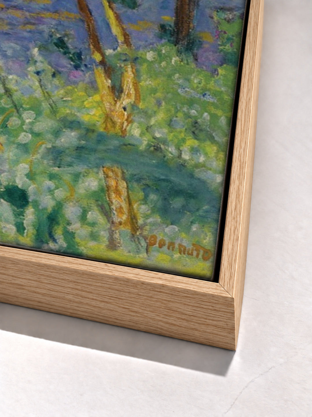 Jardin A Vernon Or Paysage Au Bord De La Seine by Pierre Bonnard oak floater frame corner detail