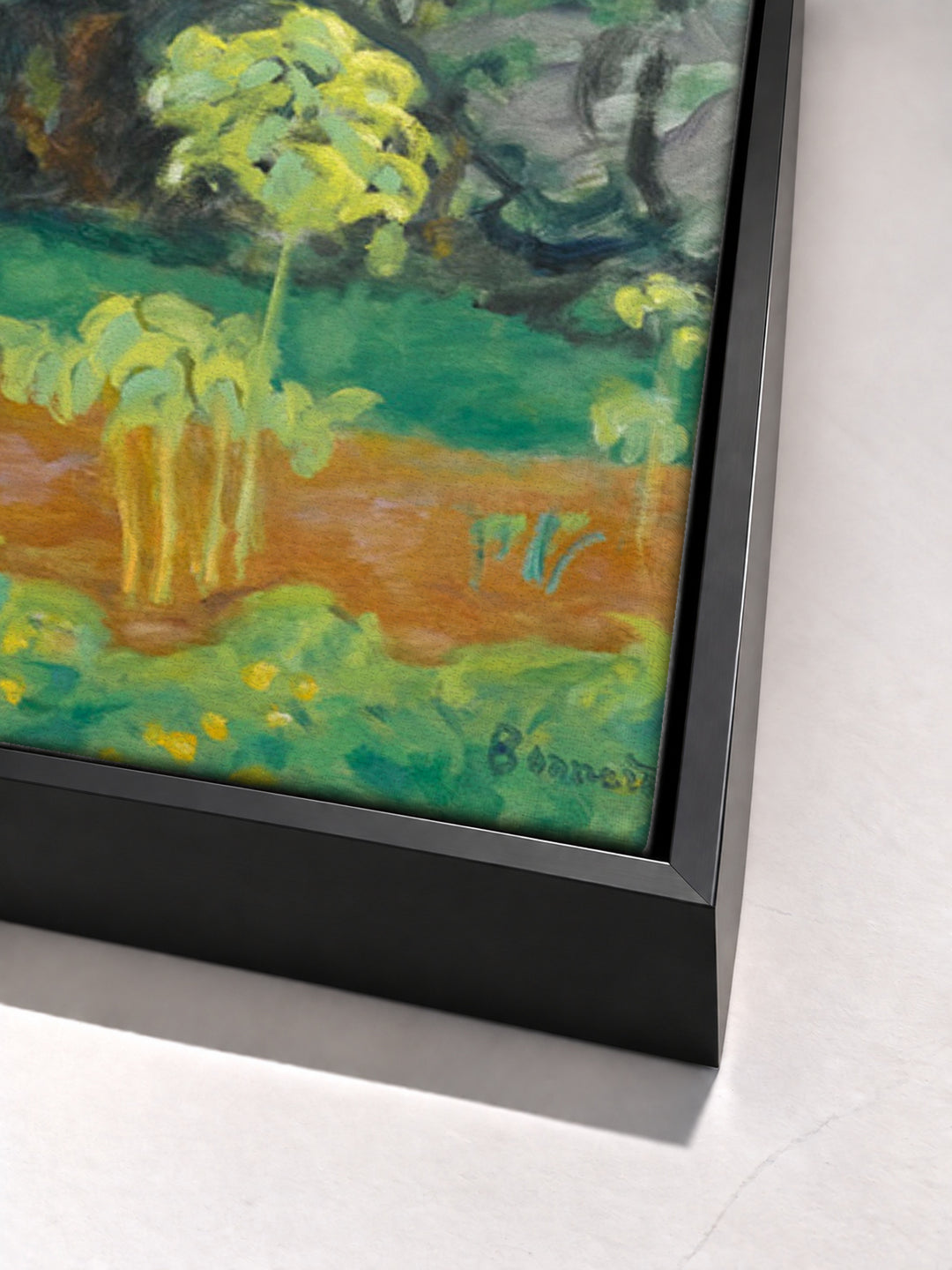 Jardin Au Bord De La Seine by Pierre Bonnard black floater frame corner detail