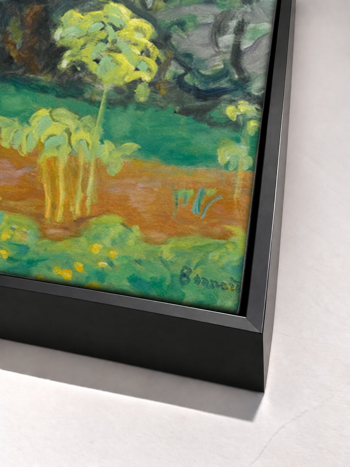 Jardin Au Bord De La Seine by Pierre Bonnard black floater frame corner detail
