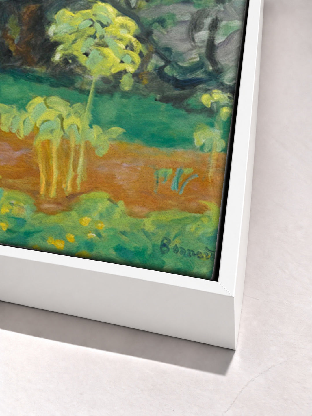 Jardin Au Bord De La Seine by Pierre Bonnard white floater frame corner detail