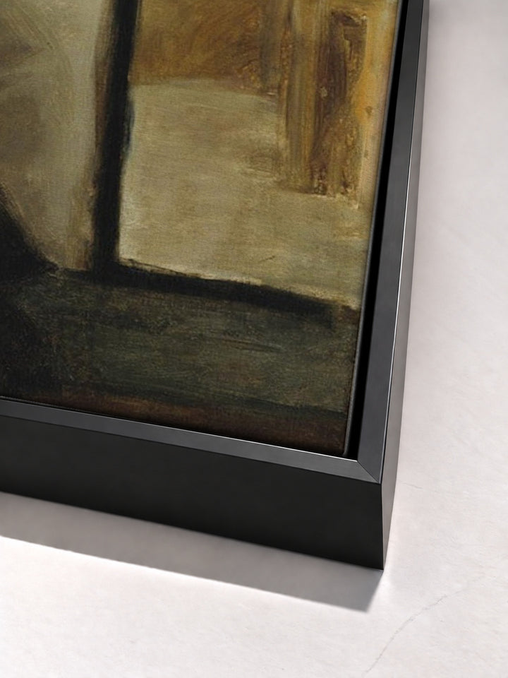 Jeune Femme Lisant, Chapeau, Fleurs by Pierre Bonnard black floater frame corner detail