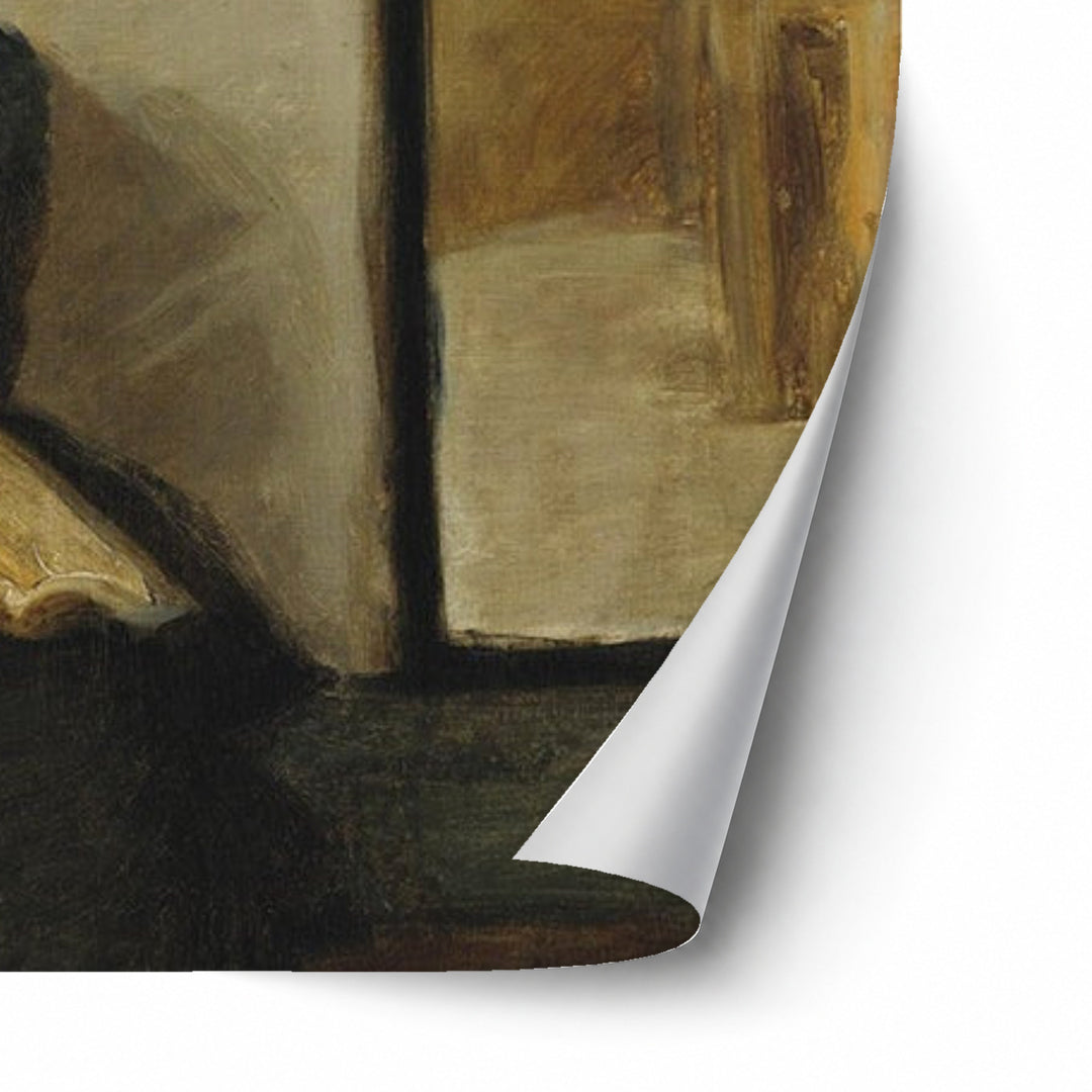Jeune Femme Lisant, Chapeau, Fleurs by Pierre Bonnard unframed paper print corner detail