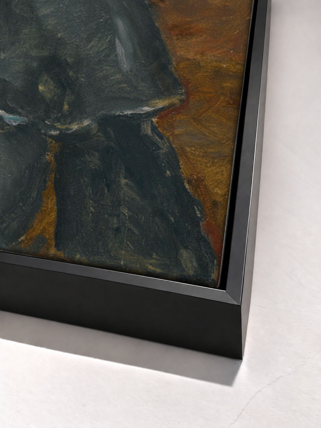 Jeune Femme, Robe Bleu by Pierre Bonnard black floater frame corner detail