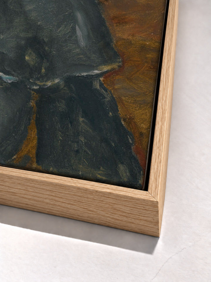 Jeune Femme, Robe Bleu by Pierre Bonnard oak floater frame corner detail