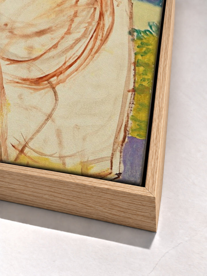 Jeunes Femmes Au Jardin by Pierre Bonnard oak floater frame corner detail