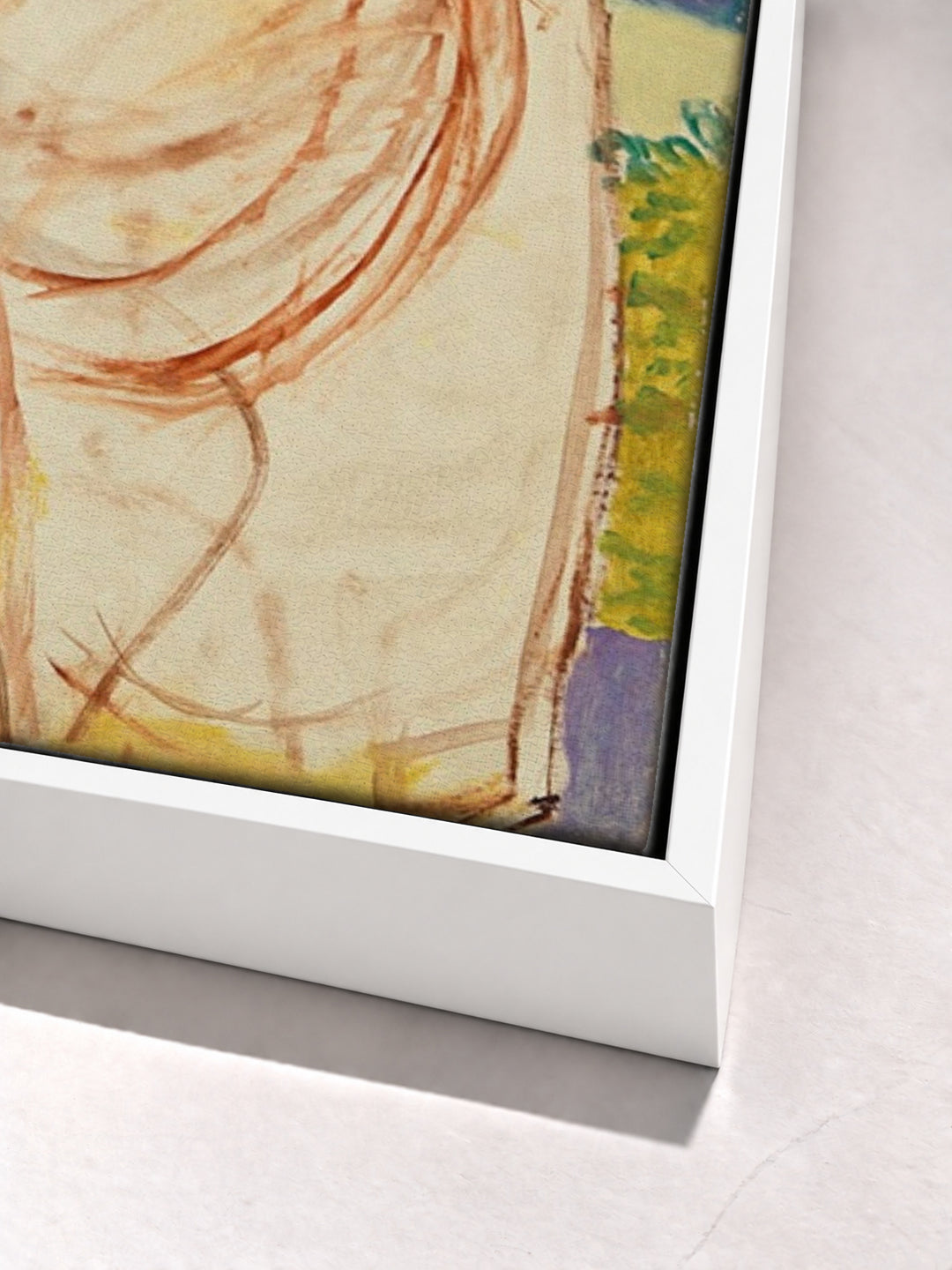 Jeunes Femmes Au Jardin by Pierre Bonnard white floater frame corner detail