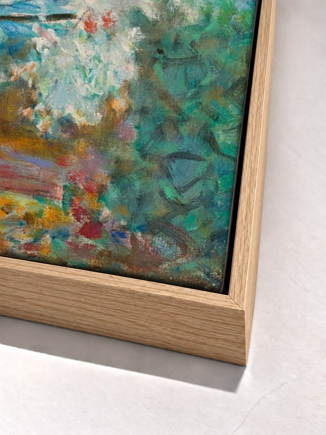 L'Amandier by Pierre Bonnard oak floater frame corner detail