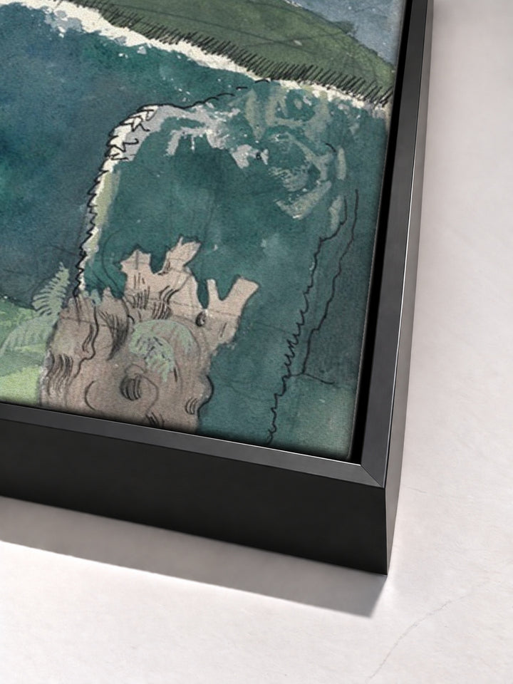 Landscape by Paul Nash black floater frame corner detail