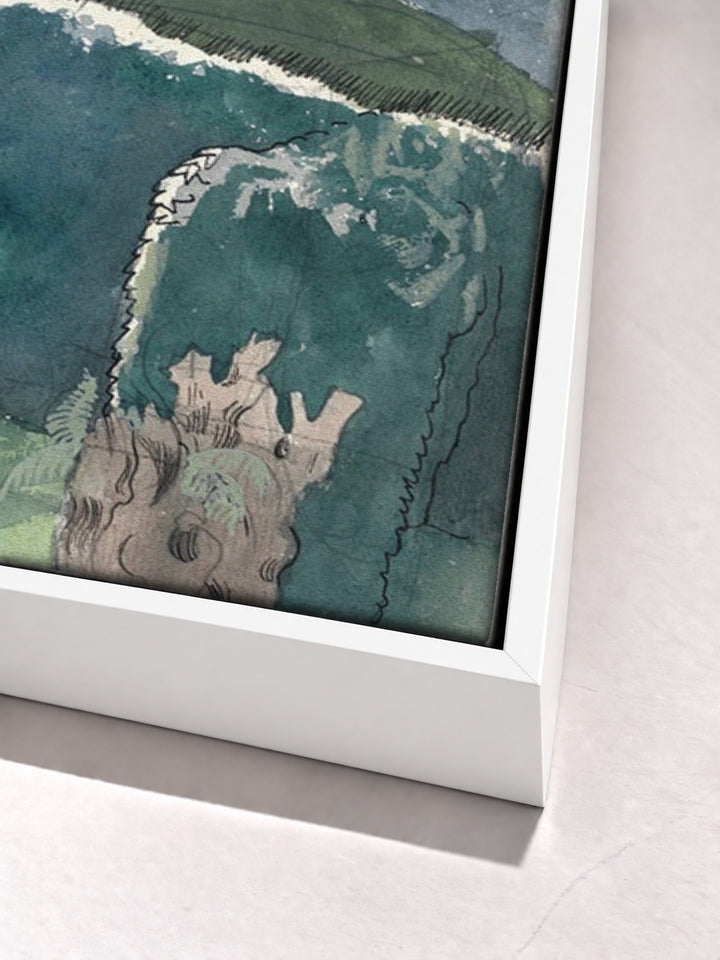 Landscape by Paul Nash white floater frame corner detail