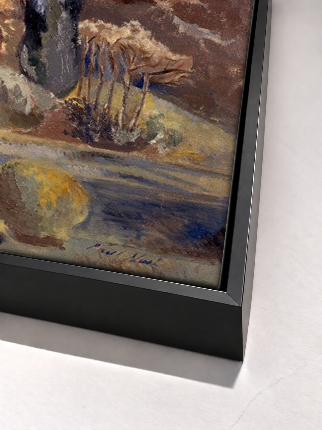 Landscape of the Moon's First Quarter by Paul Nash black floater frame corner detail