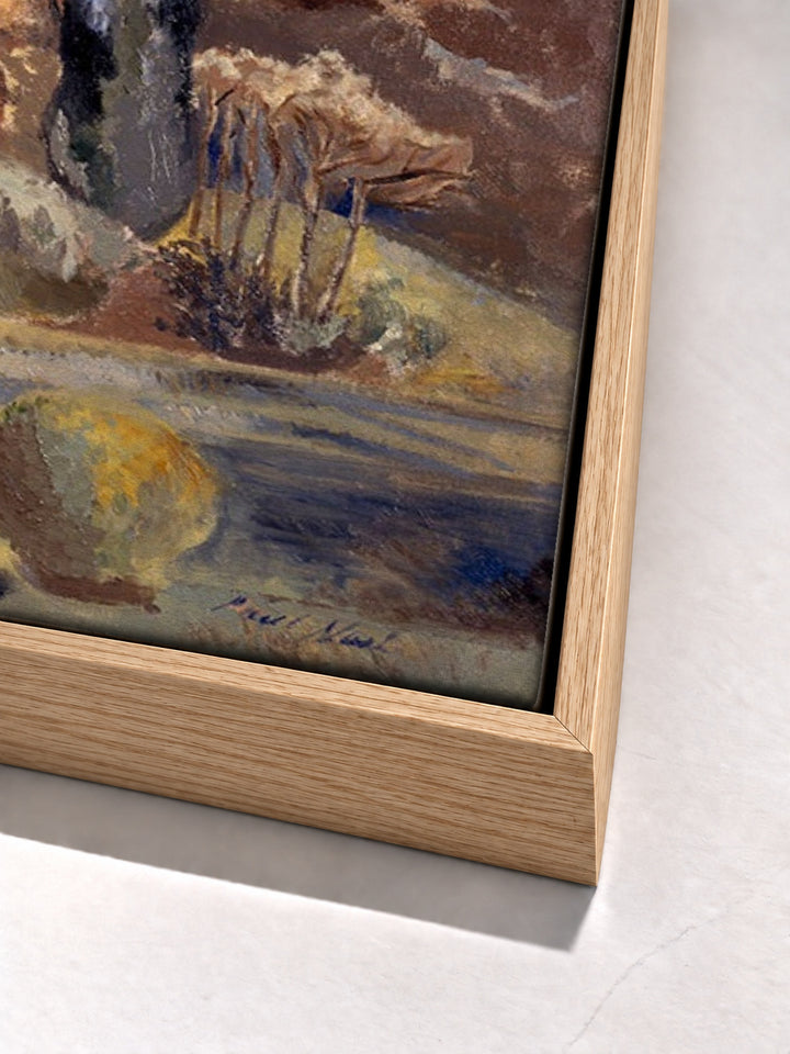 Landscape of the Moon's First Quarter by Paul Nash oak floater frame corner detail