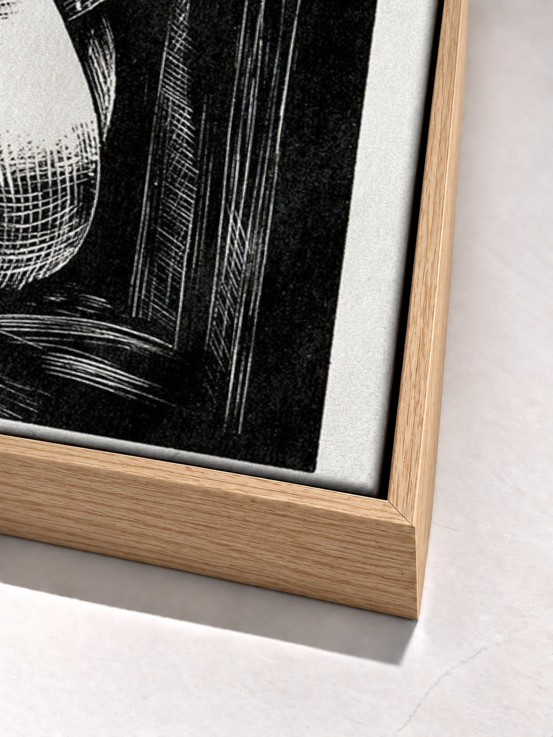 Leda by Paul Nash oak floater frame corner detail