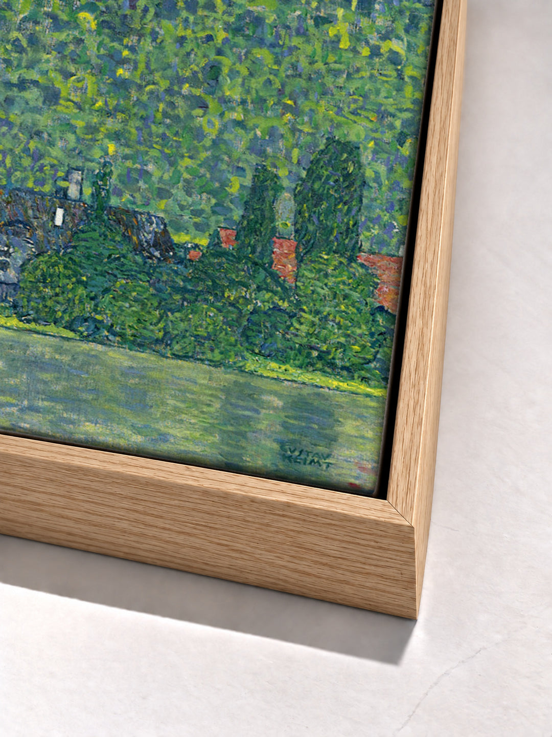 Litzlberg am Attersee by Gustav Klimt oak floater frame corner detail