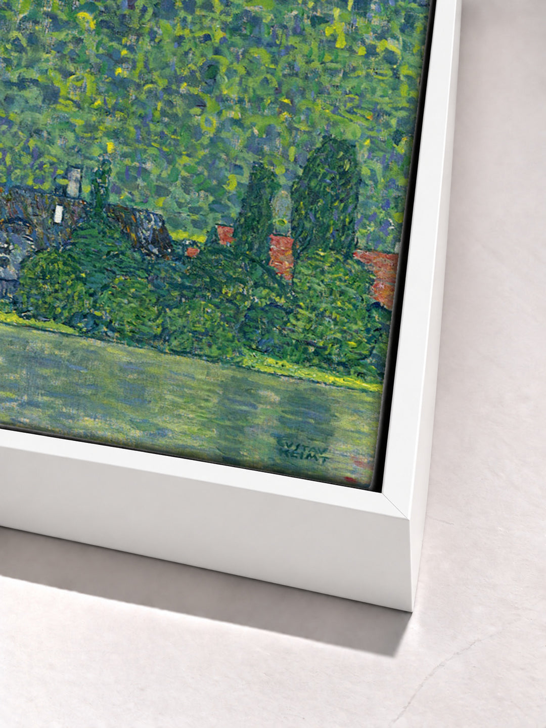 Litzlberg am Attersee by Gustav Klimt white floater frame corner detail