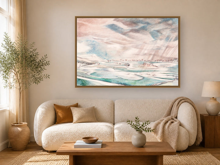 A rainy day by Paul Nash framed wall art print in a living room
