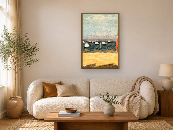 Along Time Alone by Pierre Bonnard framed wall art print in a living room