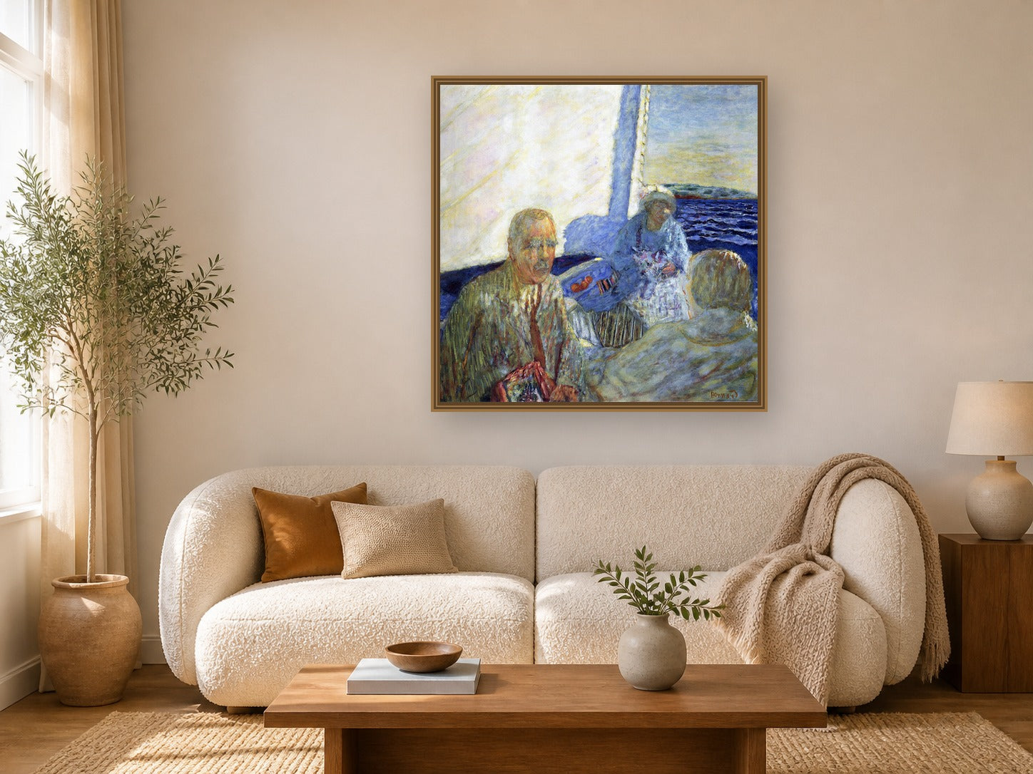 At Sea by Pierre Bonnard framed wall art print in a living room