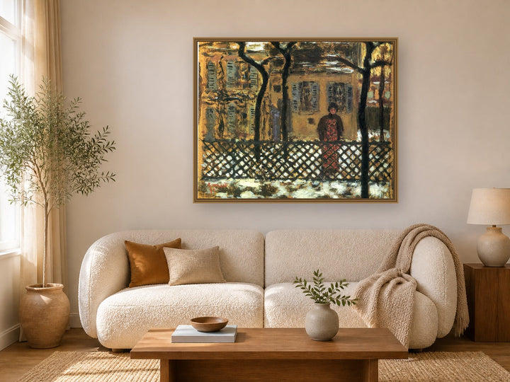 At The Fence by Pierre Bonnard framed wall art print in a living room