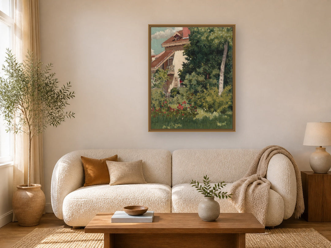 Au Grand Lemps by Pierre Bonnard framed wall art print in a living room