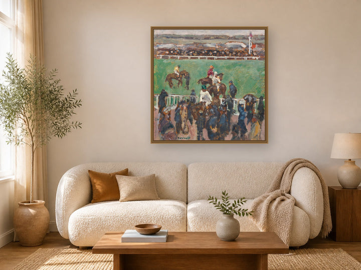 Aux Courses by Pierre Bonnard framed wall art print in a living room