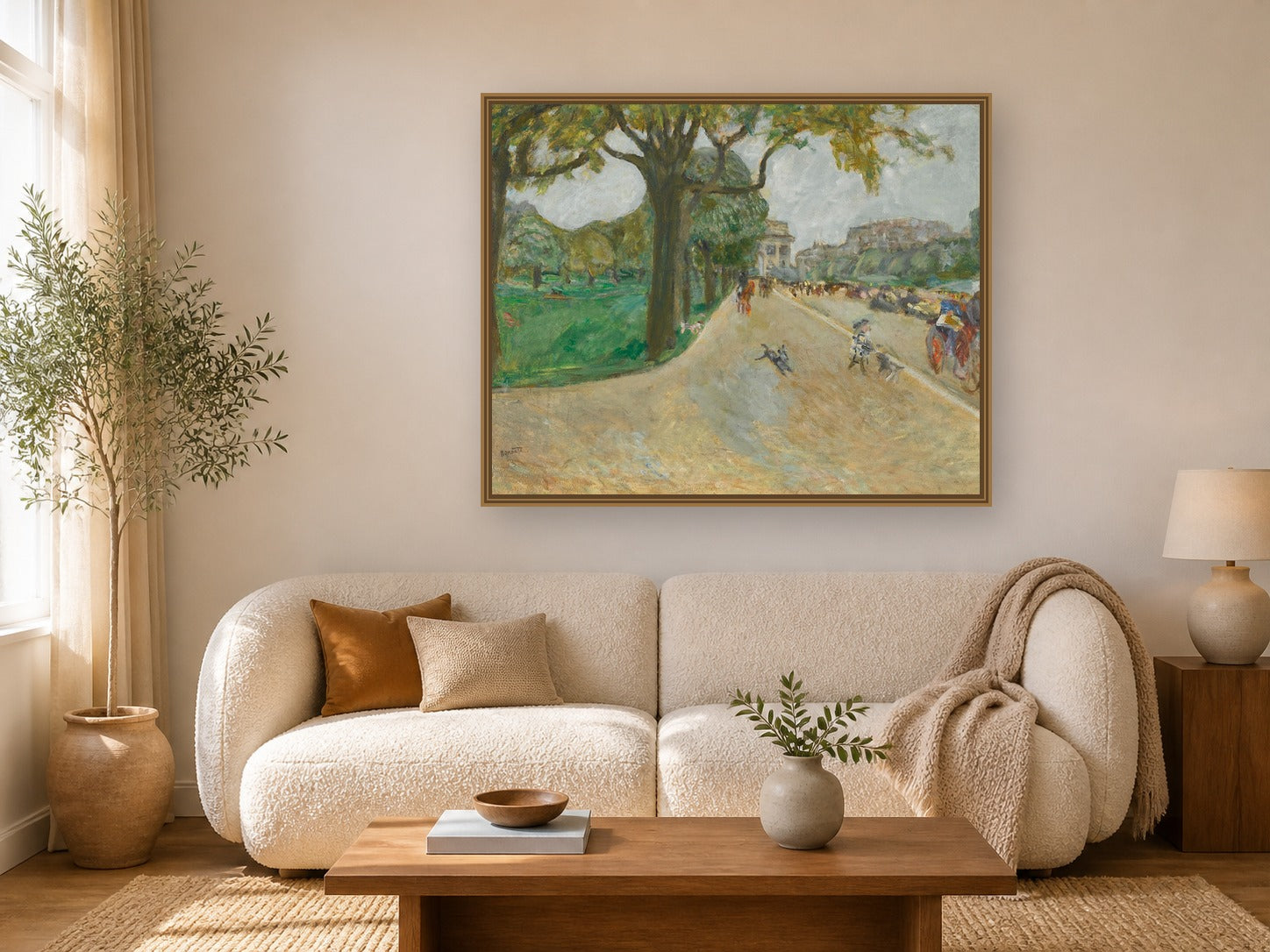 Avenue Du Bois by Pierre Bonnard framed wall art print in a living room