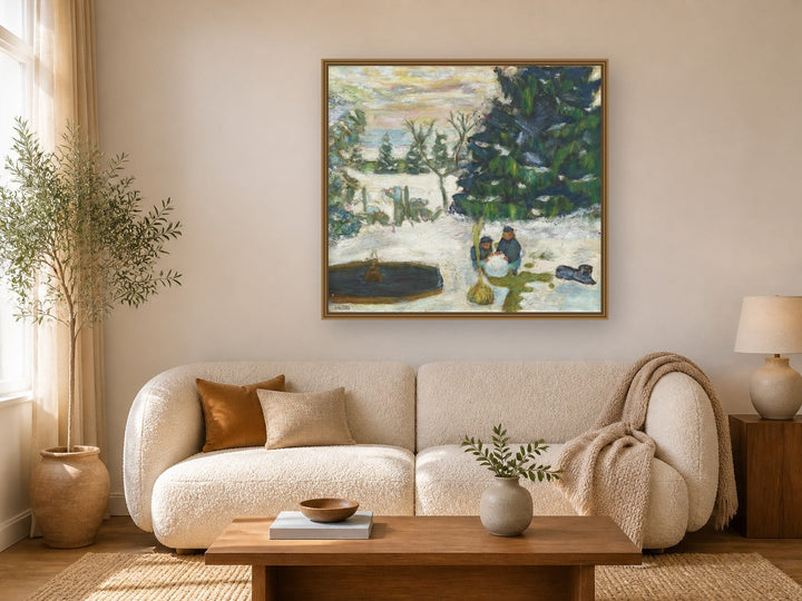 Boule De Neige, Enfants Et Chien Dans Le Jardin Du Grand Lemps by Pierre Bonnard framed wall art print in a living room