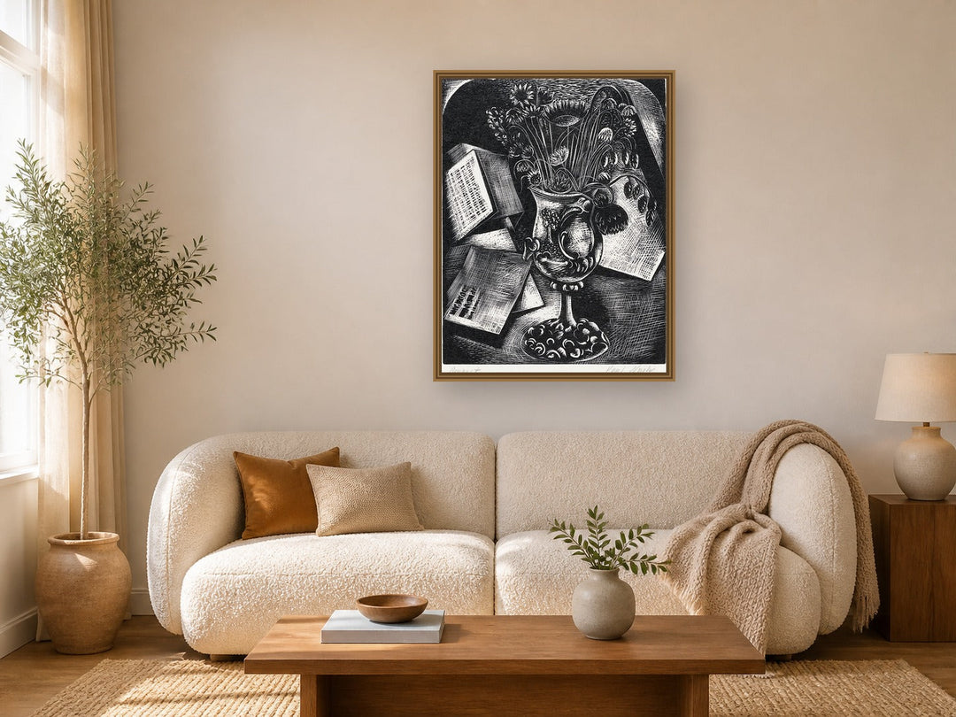 Bouquet by Paul Nash framed wall art print in a living room