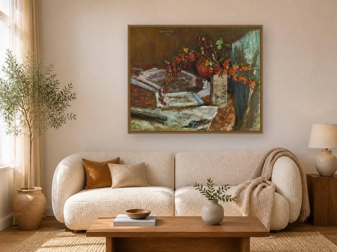 Bouquet De Fleurs Sur Une Table by Pierre Bonnard framed wall art print in a living room