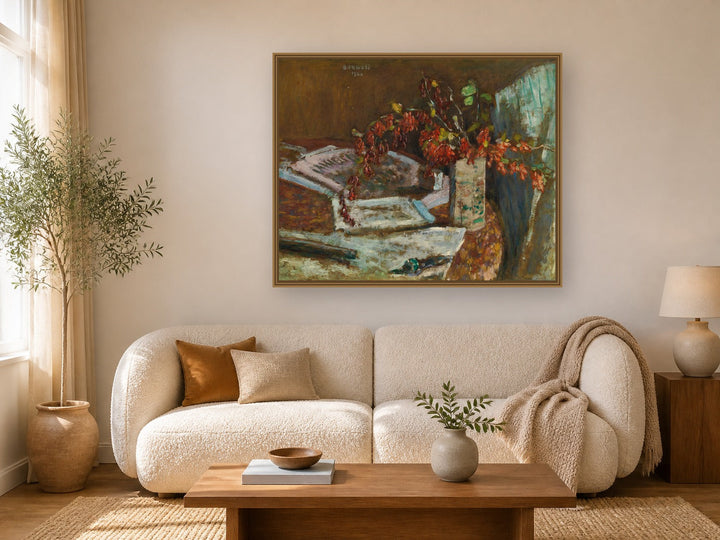 Bouquet De Fleurs Sur Une Table by Pierre Bonnard framed wall art print in a living room