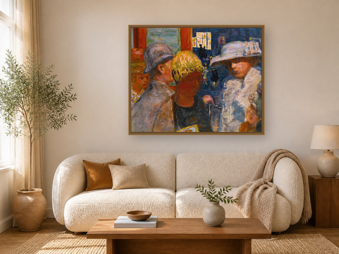 Cinq Personnages by Pierre Bonnard framed wall art print in a living room