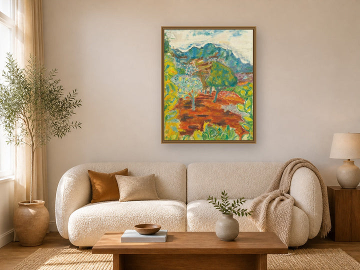 Citronniers Au Cannet by Pierre Bonnard framed wall art print in a living room