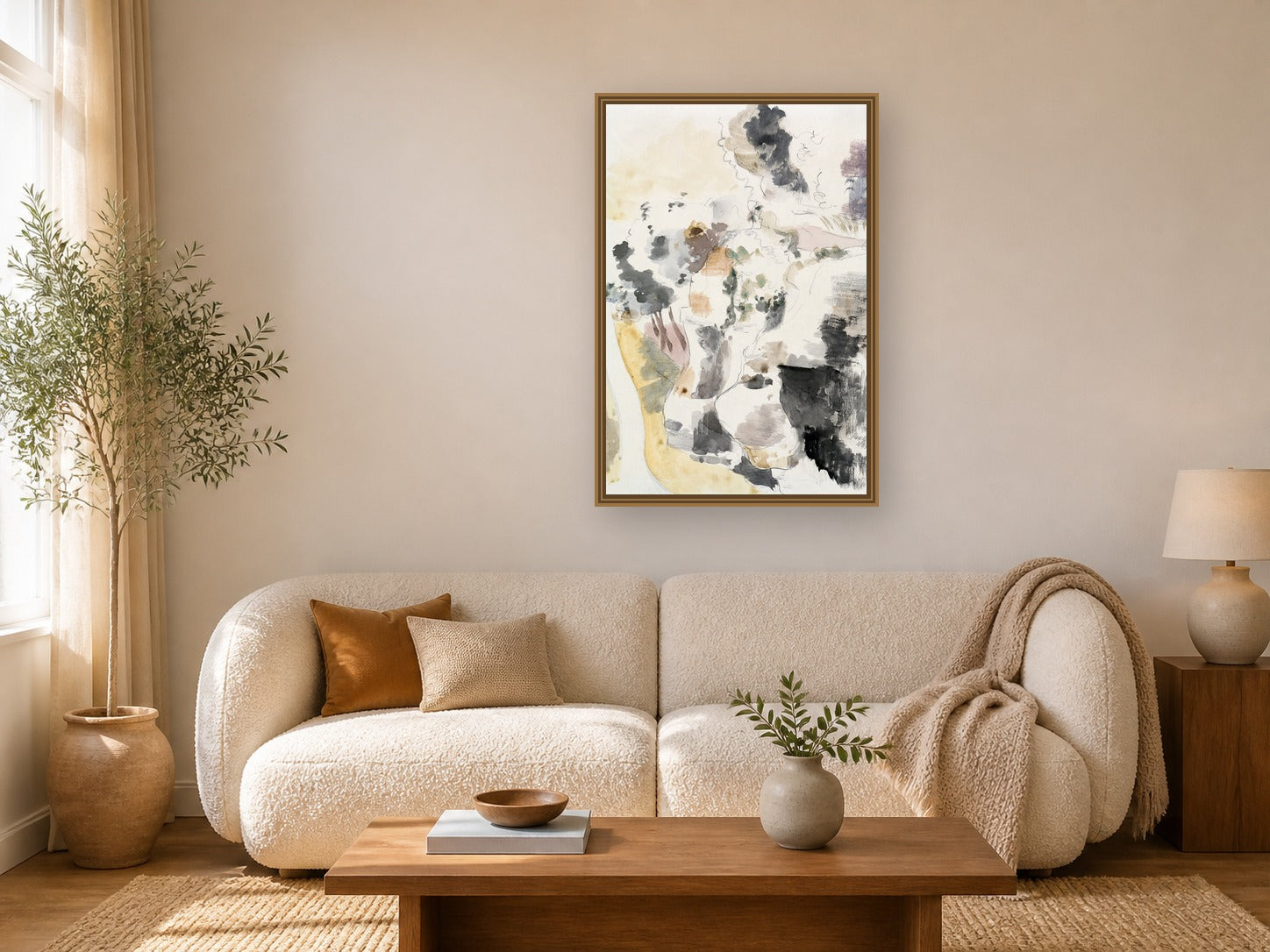 Cliffs by Paul Nash framed wall art print in a living room