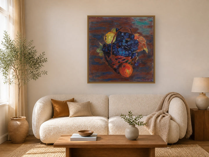 Corbeille De Fruits by Pierre Bonnard framed wall art print in a living room