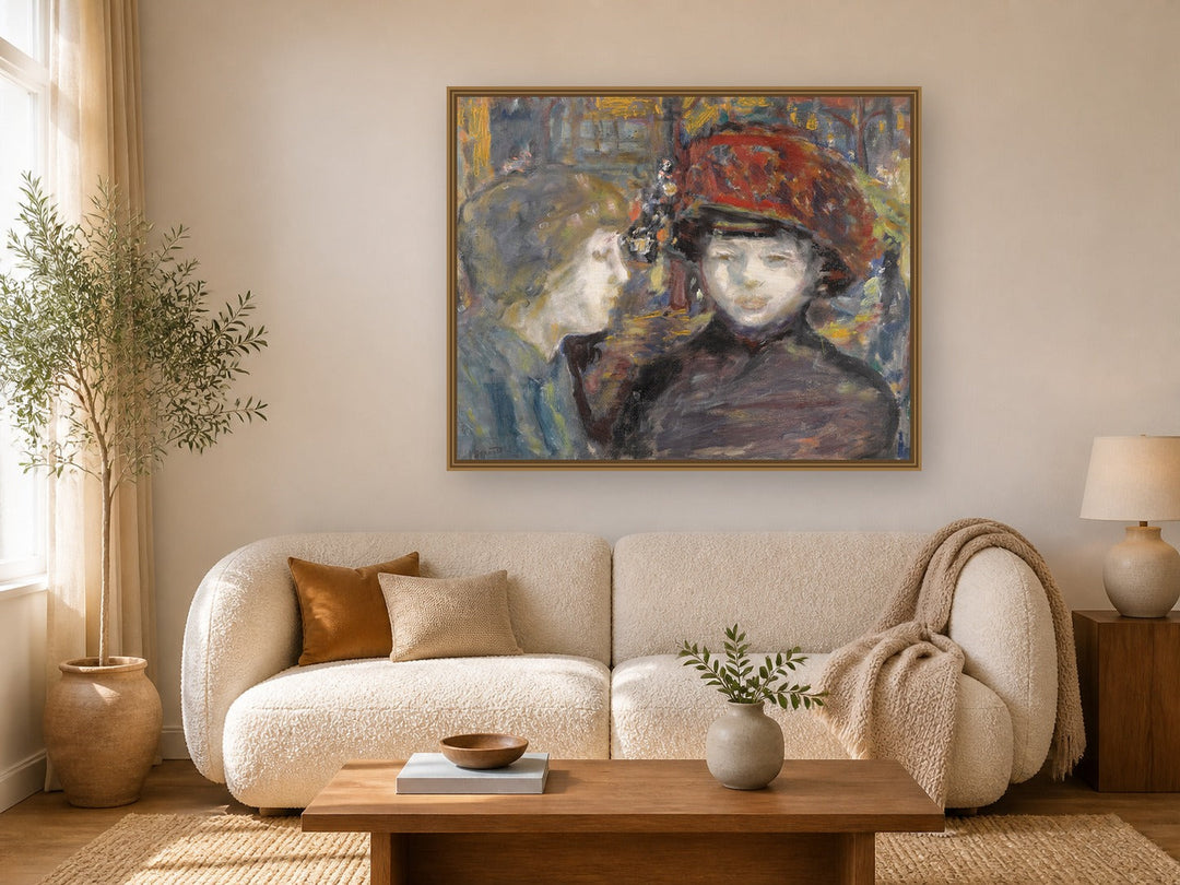 Dans La Rue, Deux Figures by Pierre Bonnard framed wall art print in a living room