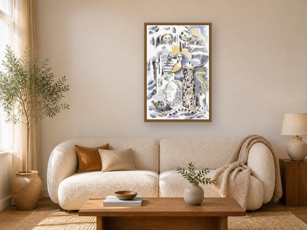 Design for Urne Buriall–Ghosts, (1932) by Paul Nash framed wall art print in a living room