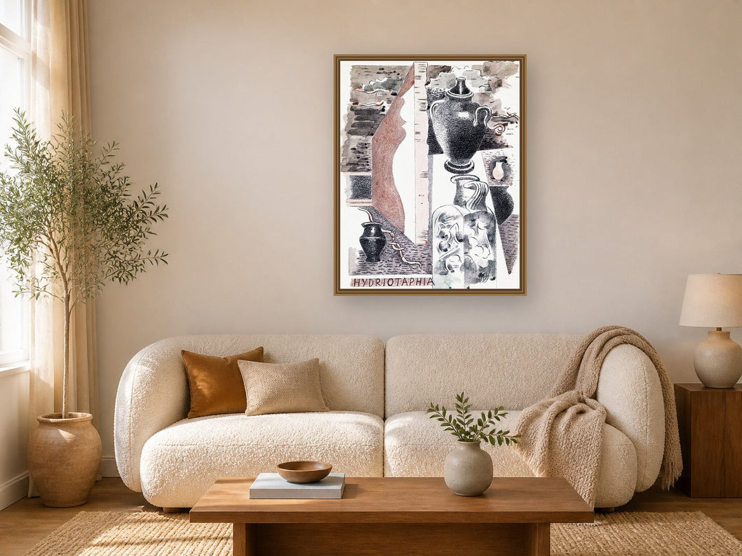 Design for Urne Buriall–Water Hath Proved the Smartest Grave by Paul Nash framed wall art print in a living room
