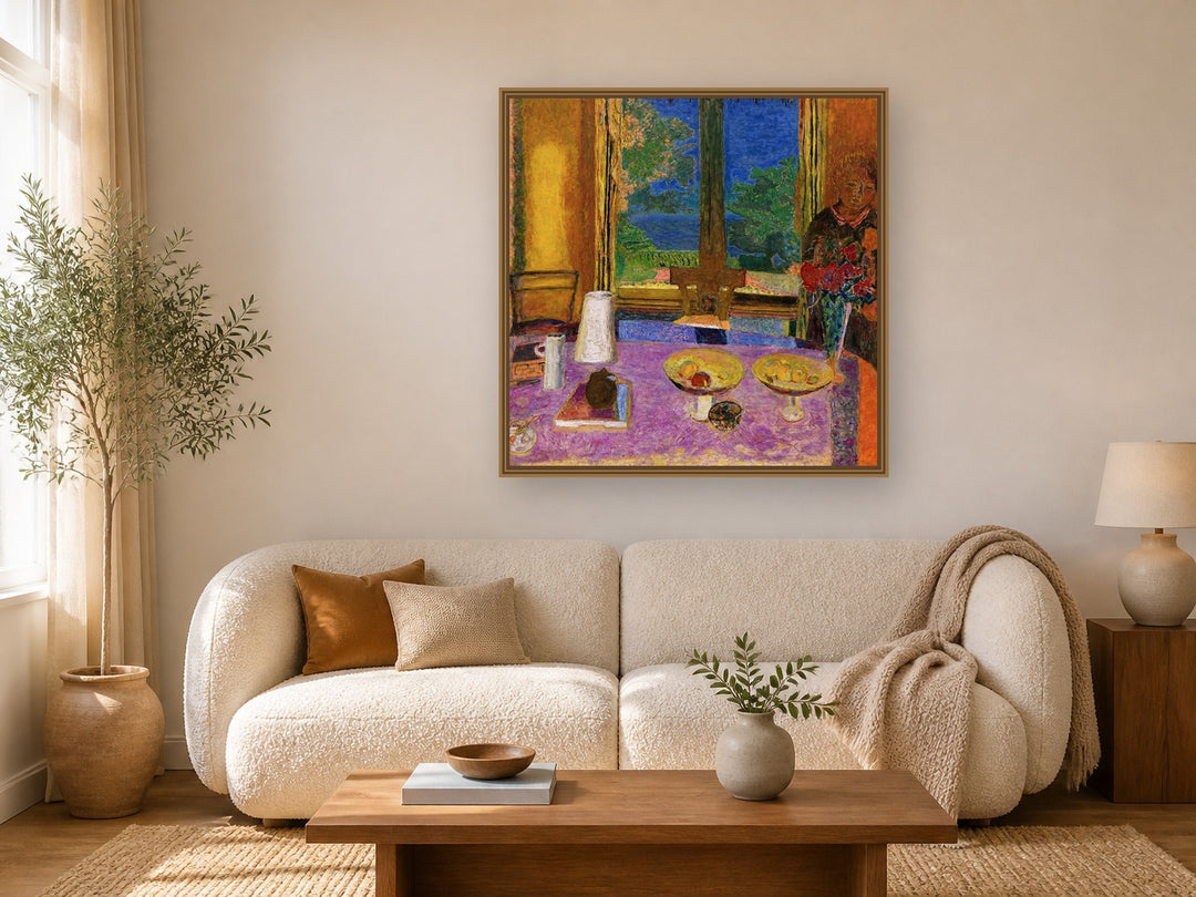 Dining Room On The Garden by Pierre Bonnard framed wall art print in a living room