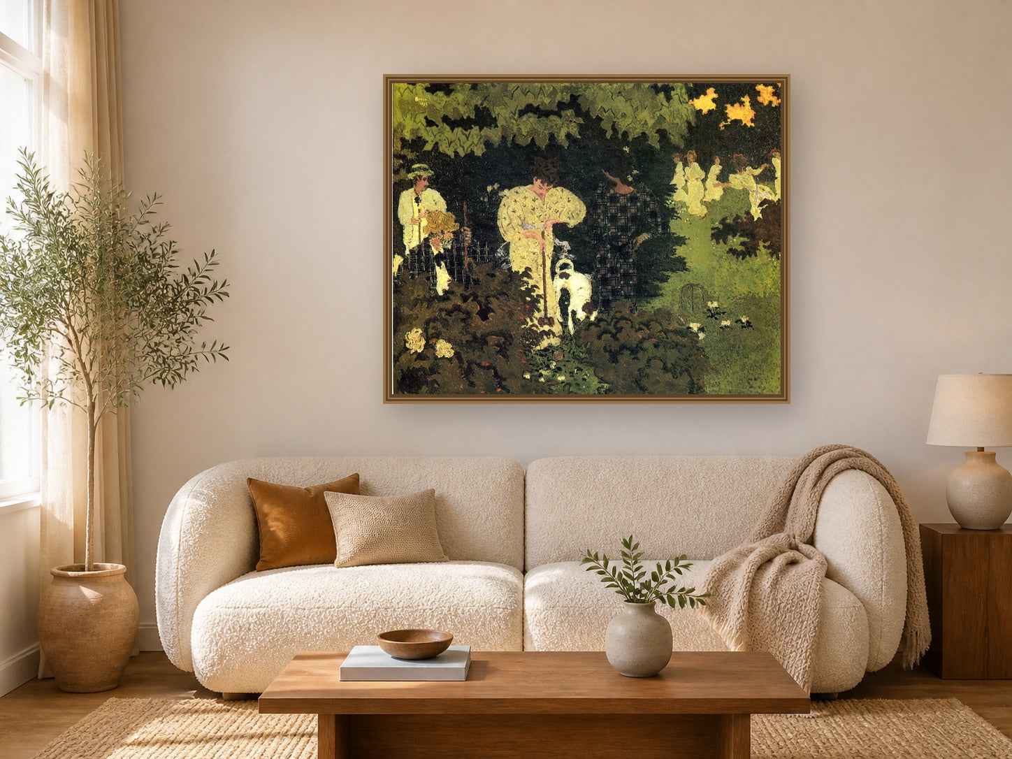 Dusk Or A Round Of Croquet by Pierre Bonnard framed wall art print in a living room