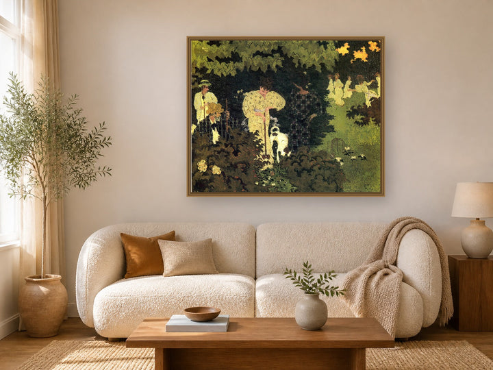 Dusk Or A Round Of Croquet by Pierre Bonnard framed wall art print in a living room