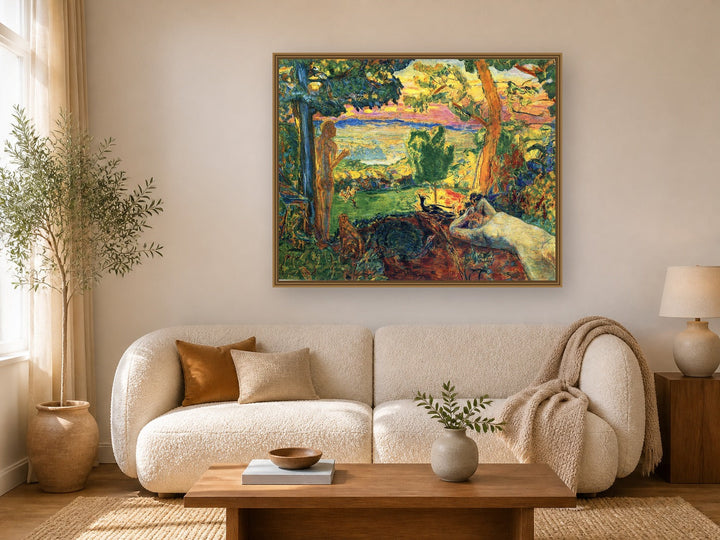 Earthly Paradise by Pierre Bonnard framed wall art print in a living room
