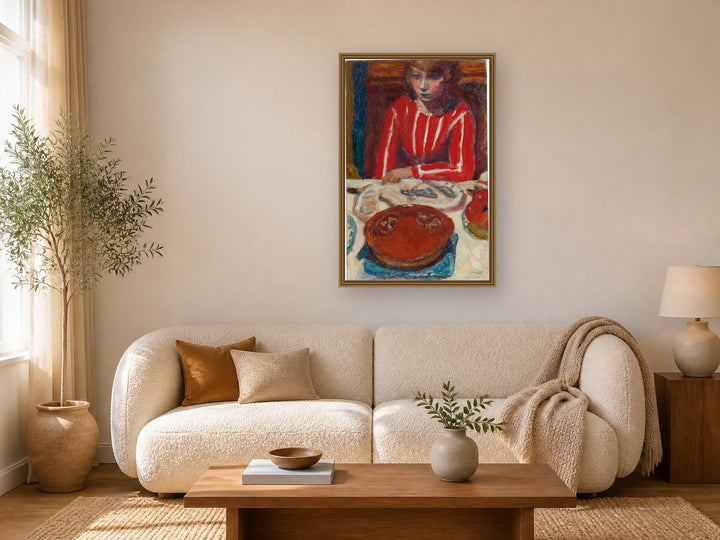 Femme À Table by Pierre Bonnard framed wall art print in a living room