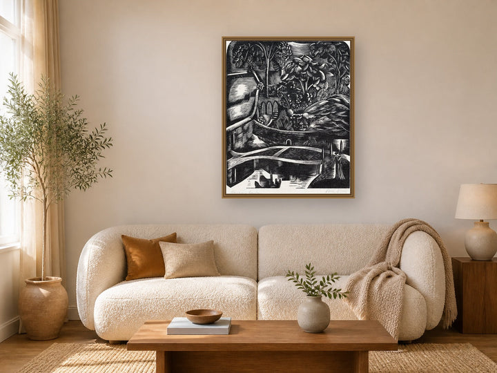 Hanging garden by Paul Nash framed wall art print in a living room