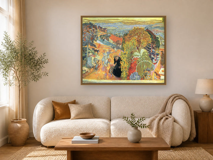 In Summer by Pierre Bonnard framed wall art print in a living room
