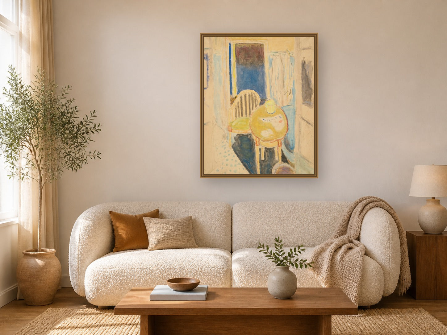 Intérieur Au Cannet by Pierre Bonnard framed wall art print in a living room