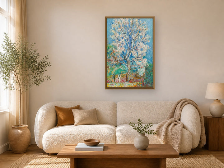 L'Amandier by Pierre Bonnard framed wall art print in a living room