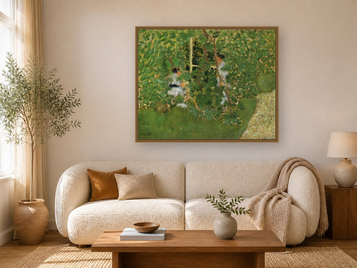 La Charmille by Pierre Bonnard framed wall art print in a living room