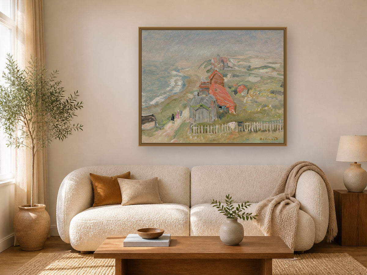 La Maison Au Bord Du Chemin Ou Maisons Sur La Falaise by Pierre Bonnard framed wall art print in a living room