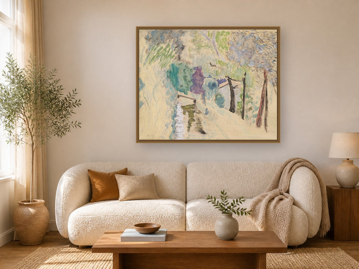 La Route, Paysage Au Cannet by Pierre Bonnard framed wall art print in a living room