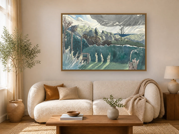 Landscape by Paul Nash framed wall art print in a living room